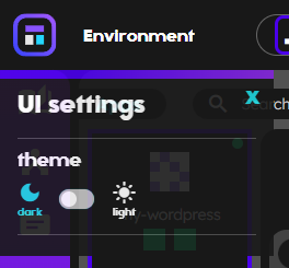 UI settings menu